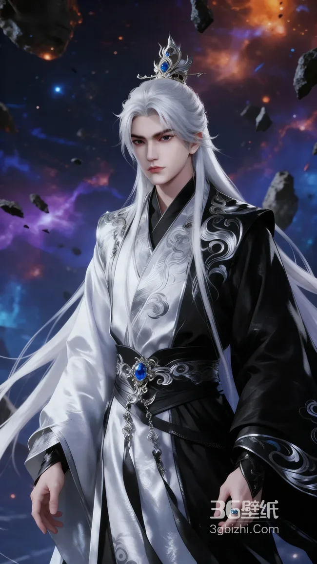 银发华服帅哥·王林·国风玄幻星空·仙侠游戏角色手机壁纸1