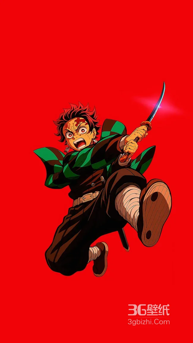 炭治郎·日轮刀战姿 日系热血《鬼灭之刃》手机壁纸1