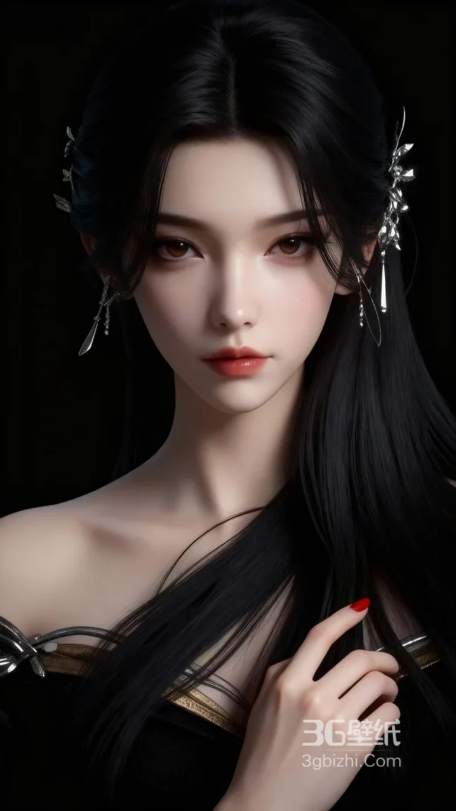 暗黑国风冷艳古风女子·云望舒·银饰红甲黑发 凡人修仙传CG古风壁纸1
