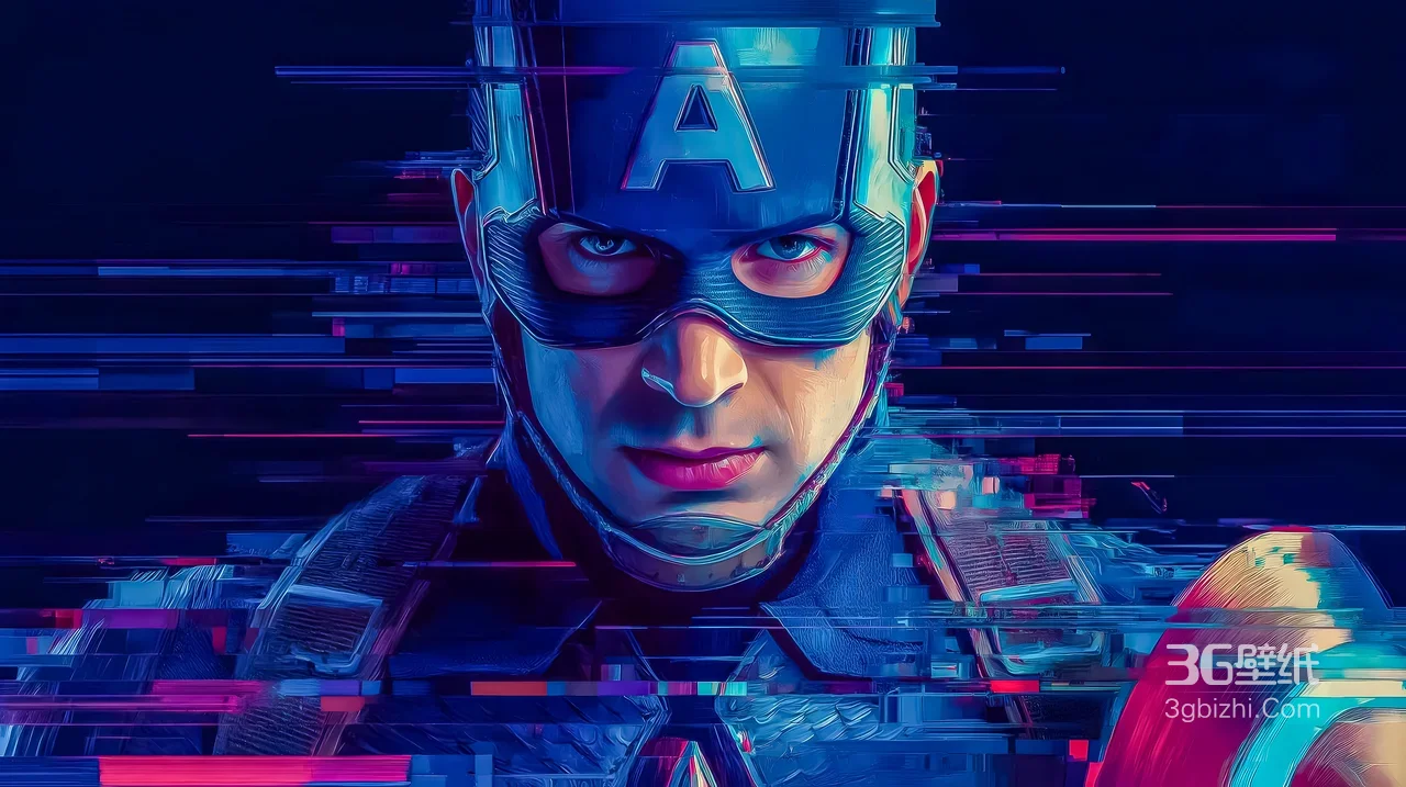 美国队长·战损制服星条盾牌故障艺术风漫威影视超高清1