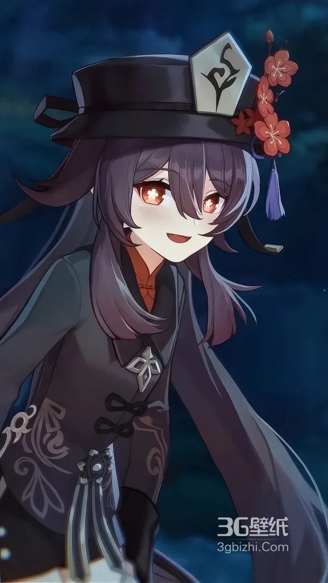 胡桃·梅花帽檐下的朱砂眼 原神二次元国风角色插画 高清桌面1