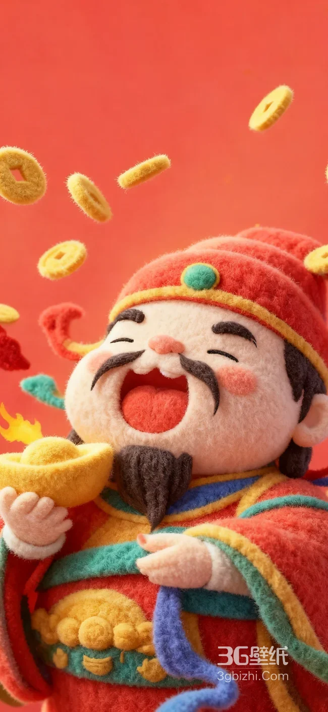 财神·笑捧元宝撒铜钱 国风毛绒喜庆贺岁 招财纳福1