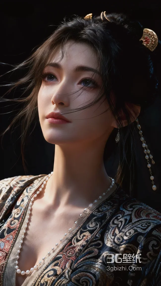 仰头杀慕沛灵·鬓边珠饰摇曳国风写真 高质感古风人物壁纸