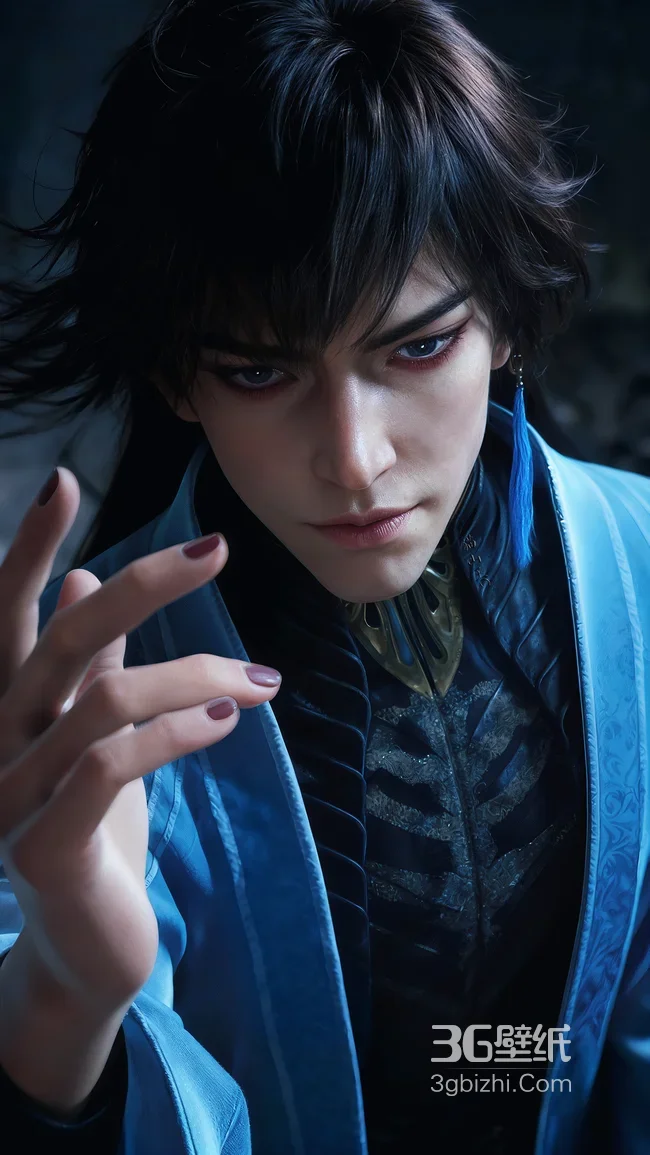 清冷系古风男子·玄骨上人 萧诧·蓝袍流苏耳饰·国风唯美意境 高清古风壁纸1