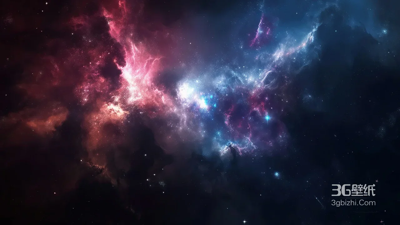 璀璨星云交织红蓝紫·深邃宇宙唯美梦幻超高清1