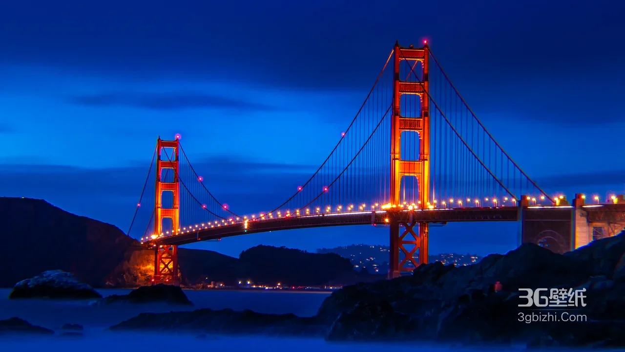 金门大桥·灯火璀璨唯美夜景·城市地标高清风景1