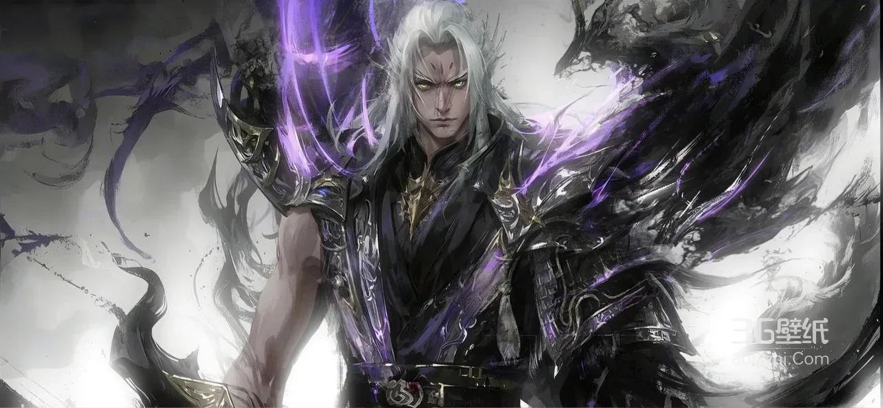 沧元图原画·封王神尊 安海王·黑甲紫焰暗黑游戏风 宽屏电脑壁纸1