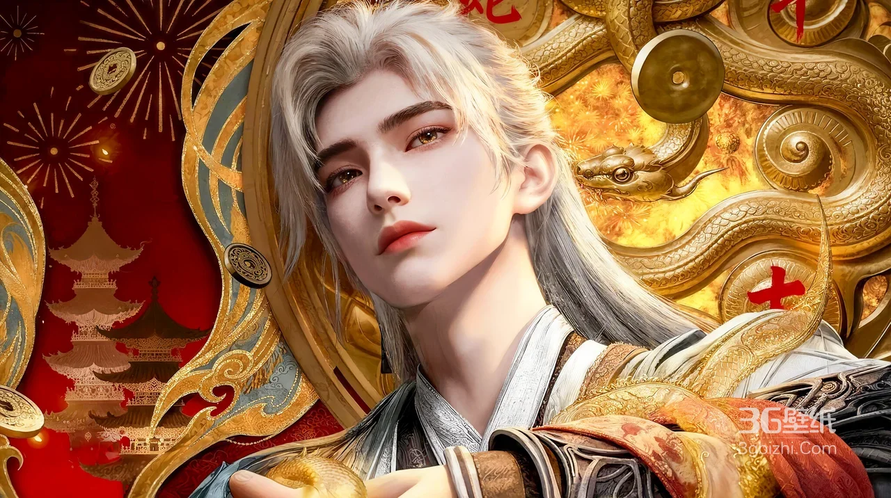 完美世界·石昊帅哥·金蛇铜钱环绕 国风写实 古风游戏壁纸推荐1