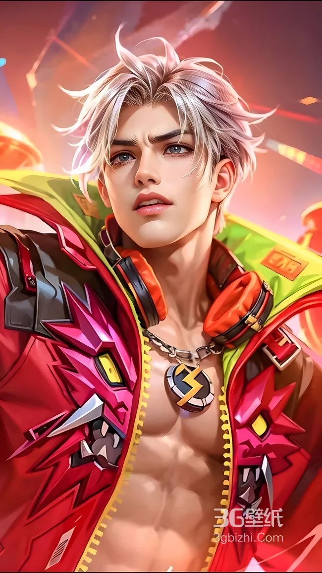 银发帅哥·肌肉线条·未来感服饰 二次元游戏角色高清动漫立绘1