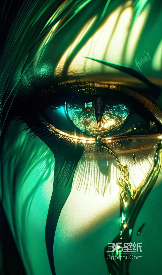 机械感眼睛·液态金泪 暗黑科幻风超现实眼睛壁纸1