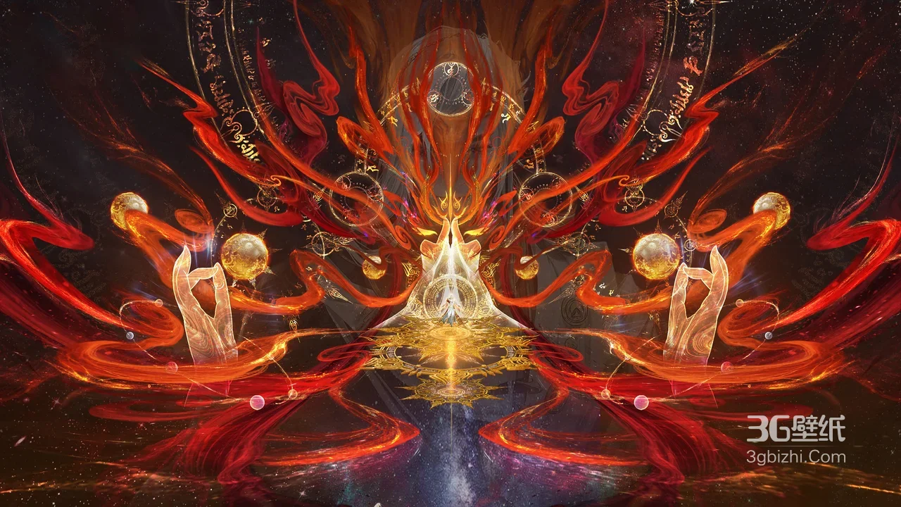 国风玄幻·火焰符文结印法阵·孟川的魔尊形态 / 元神化魔场景·高人气电脑壁纸1