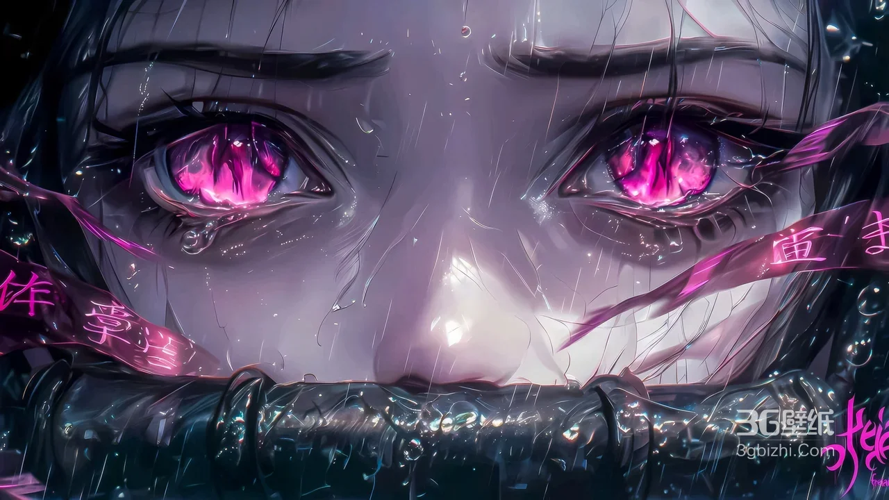 祢豆子·紫眸泣雨 二次元暗黑风 鬼灭之刃动漫壁纸1