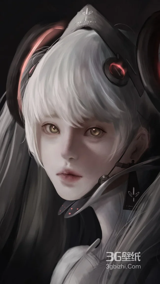 银发机械风少女·赛博朋克写实风 高质感手机壁纸1