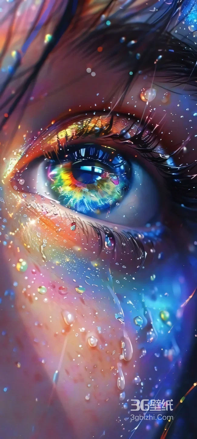 炫彩梦幻眼眸·水滴光影艺术风手机壁纸推荐1