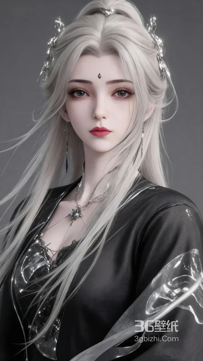 银发李慕婉·暗黑国风写实风 高质感手机壁纸1
