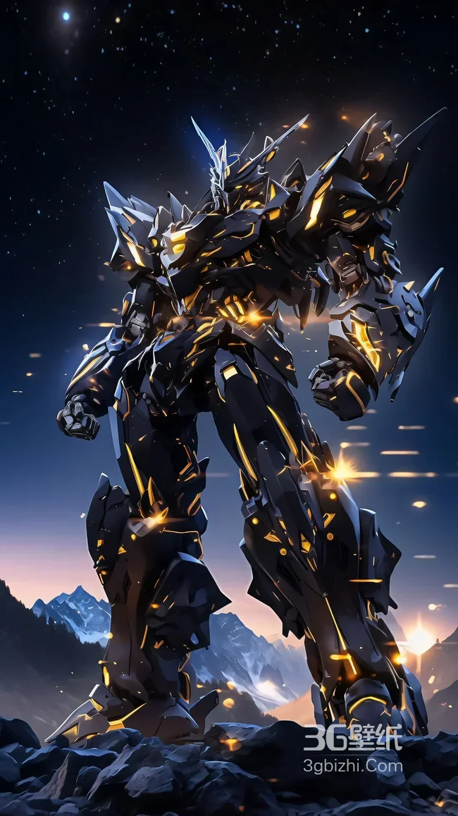 暗黑金纹机甲·科幻炫酷山峦星空超燃手机壁纸1