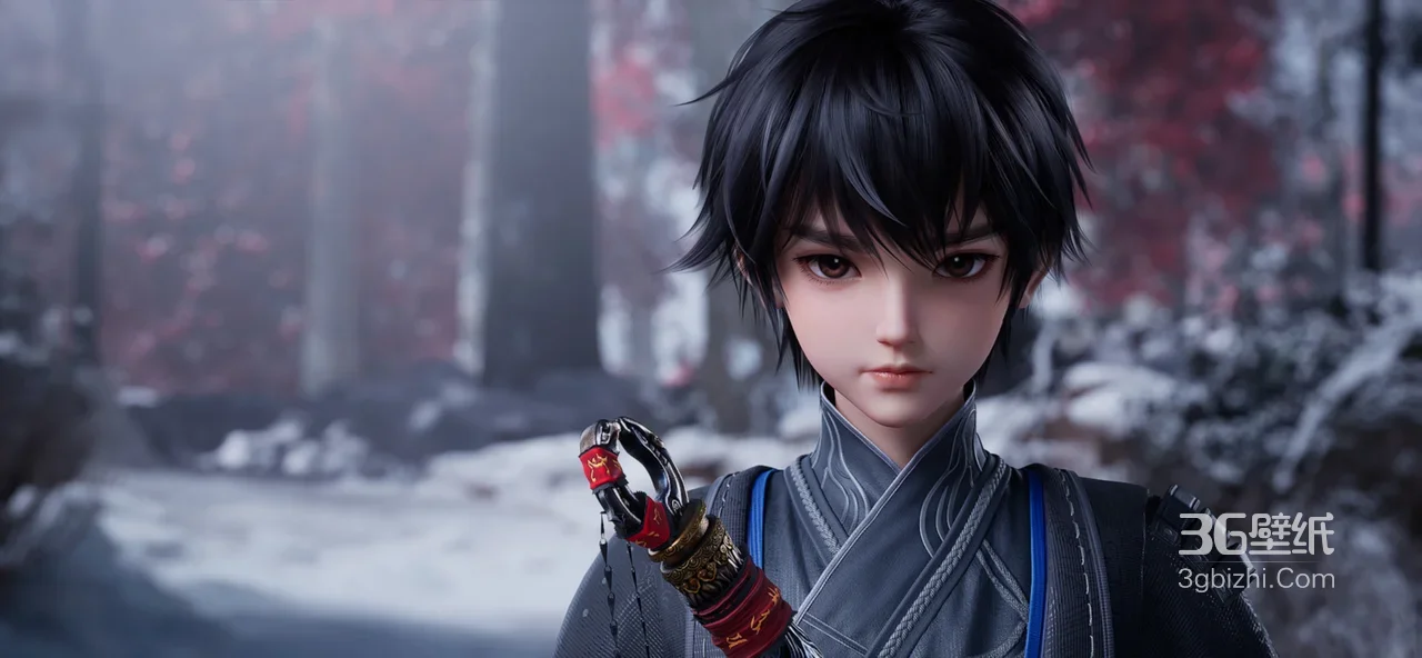 沧元图番外篇·小孟川·雪林红树国风写实 高画质电脑壁纸1