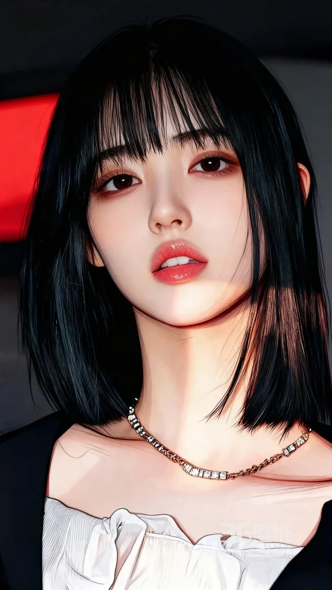 写实风黑直短发少女·车内场景 超高清少女壁纸1