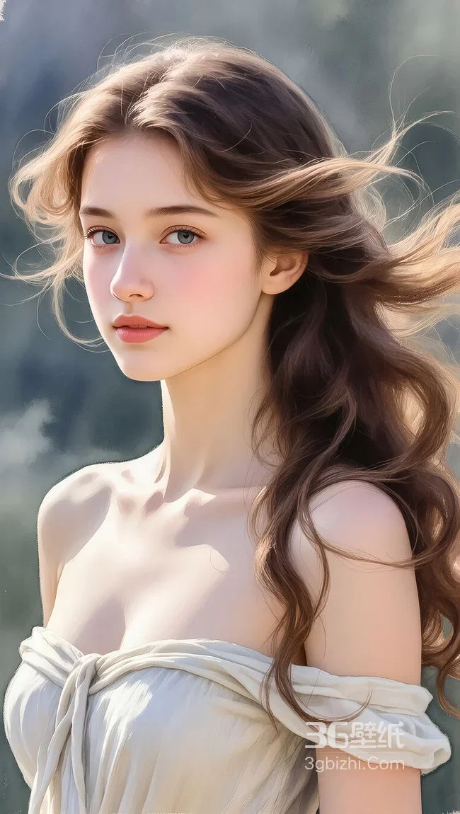 长发少女·发丝飘逸唯美写实 氛围感长发少女壁纸