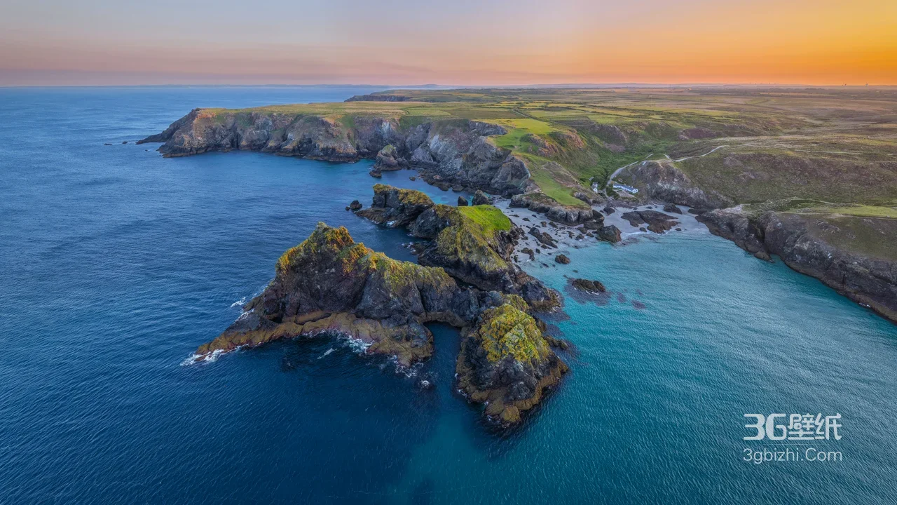 英伦海岸礁石群·唯美写实 黄昏蓝海电脑壁纸精选1