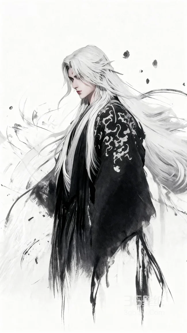 白发古风帅哥·王林·国风水墨风 冷峻神秘气质手机壁纸精选1