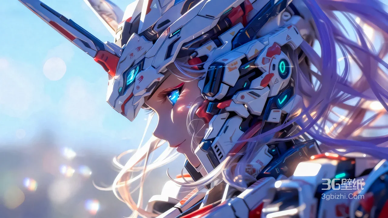 机甲少女·独角兽装甲 赛博二次元风 原创科幻插画 热门桌面背景1