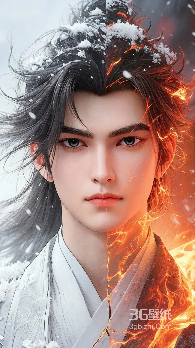 古风帅哥·冰雪火焰双生石昊 国风写实手机壁纸1