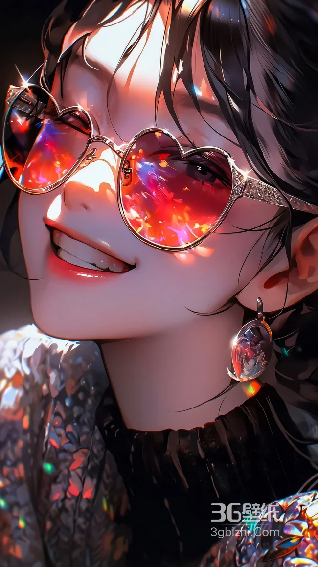 二次元少女·心形眼镜炫彩光影 唯美风高人气手机壁纸