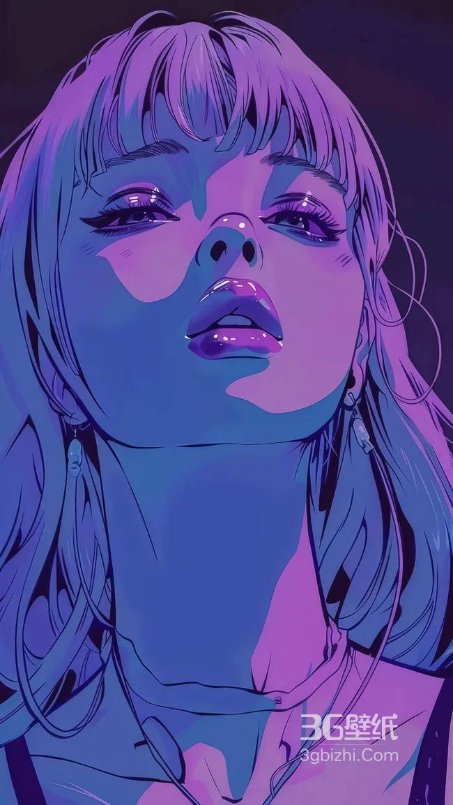 赛博朋克风潮流人物·蓝紫渐变手机壁纸1