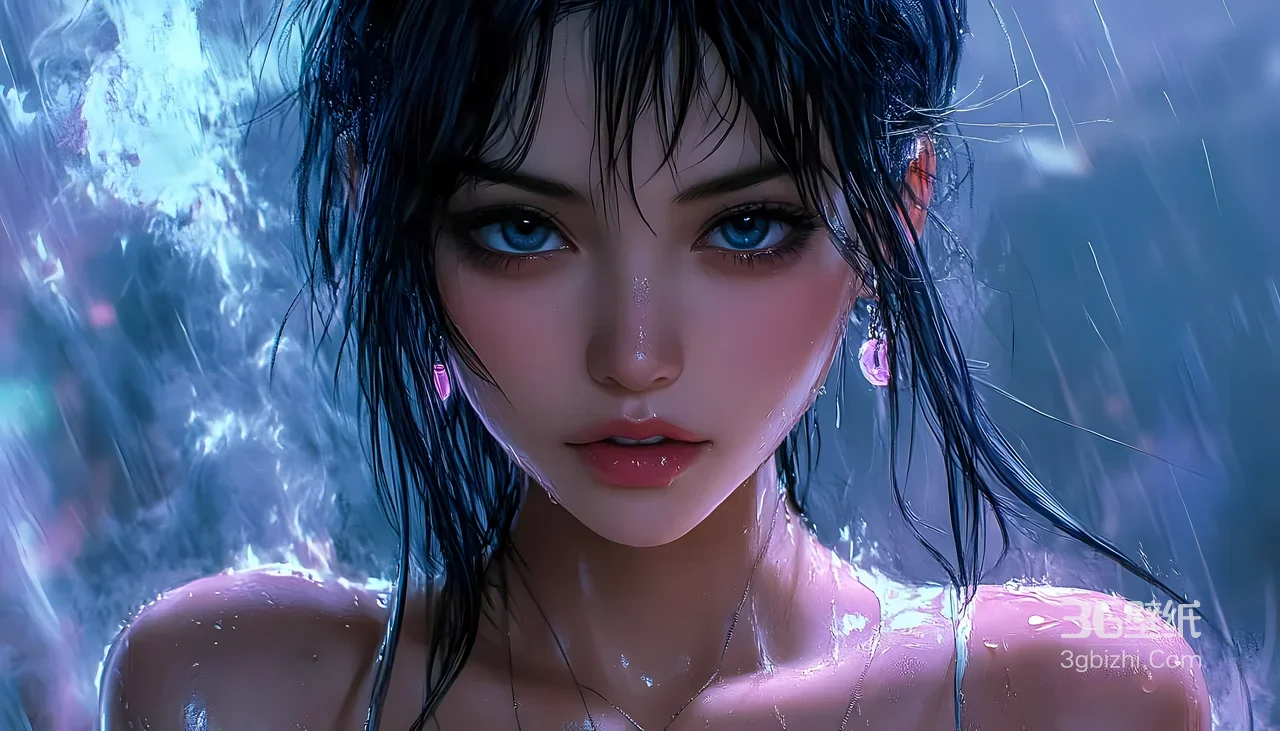 雨中湿发少女·唯美写实CG风·原创艺术 氛围感视觉1