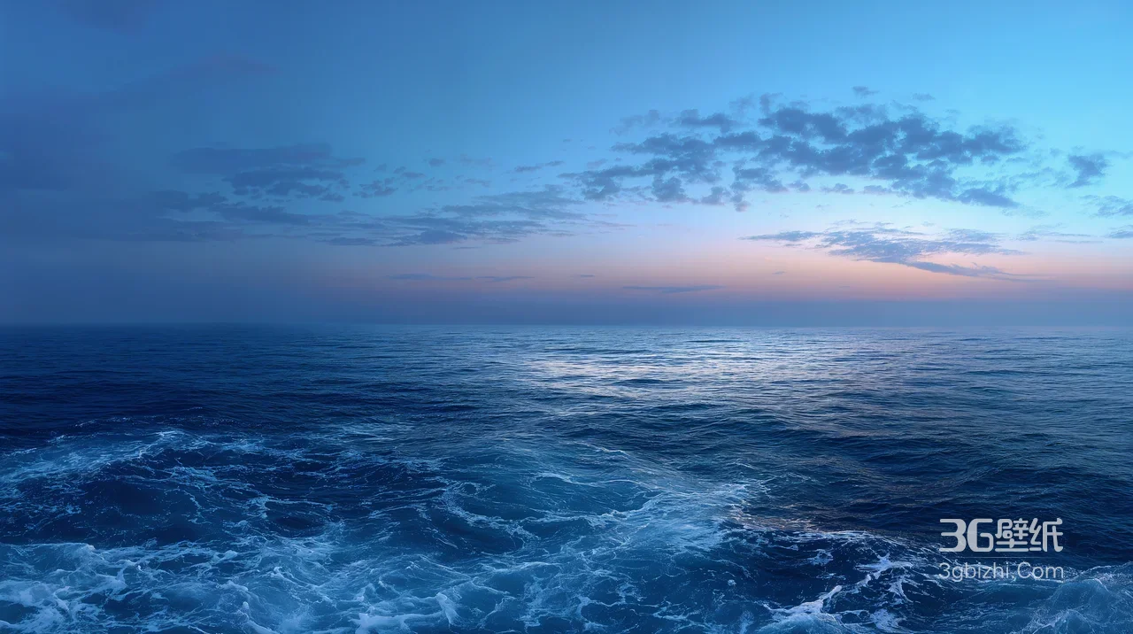 唯美海面浪潮·暮色天际 治愈系海洋电脑壁纸1