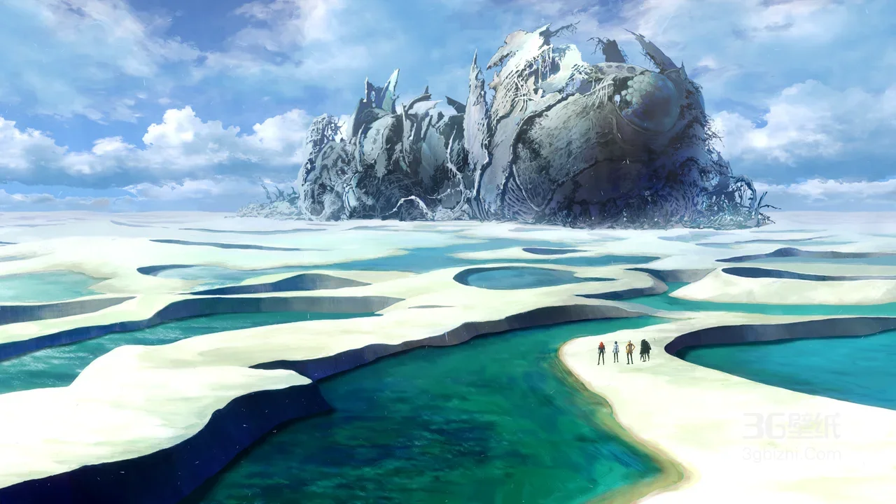 冰雪蓝水巨型遗迹·科幻唯美风 宽屏车机壁纸1