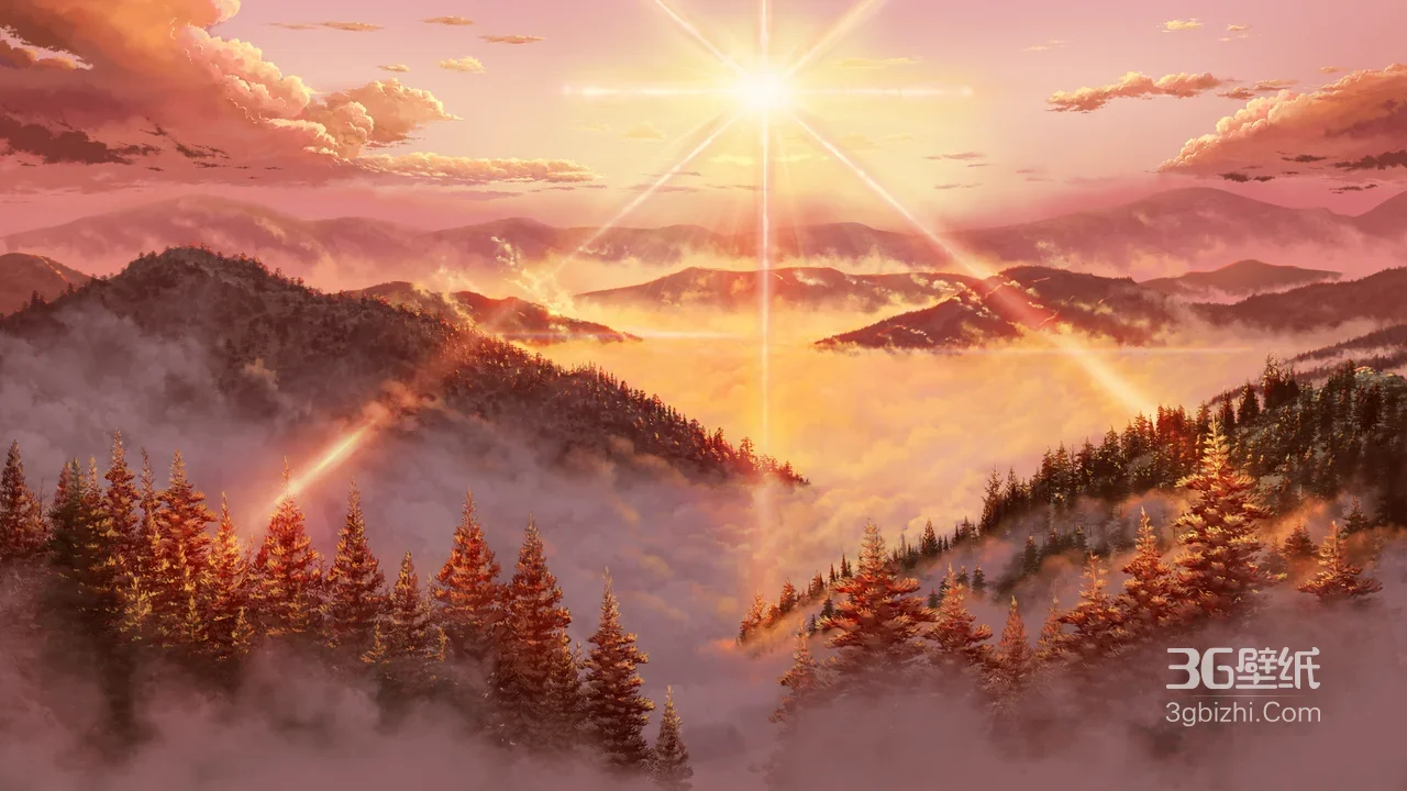 山间云海森林日出·唯美二次元风 治愈系自然意境1