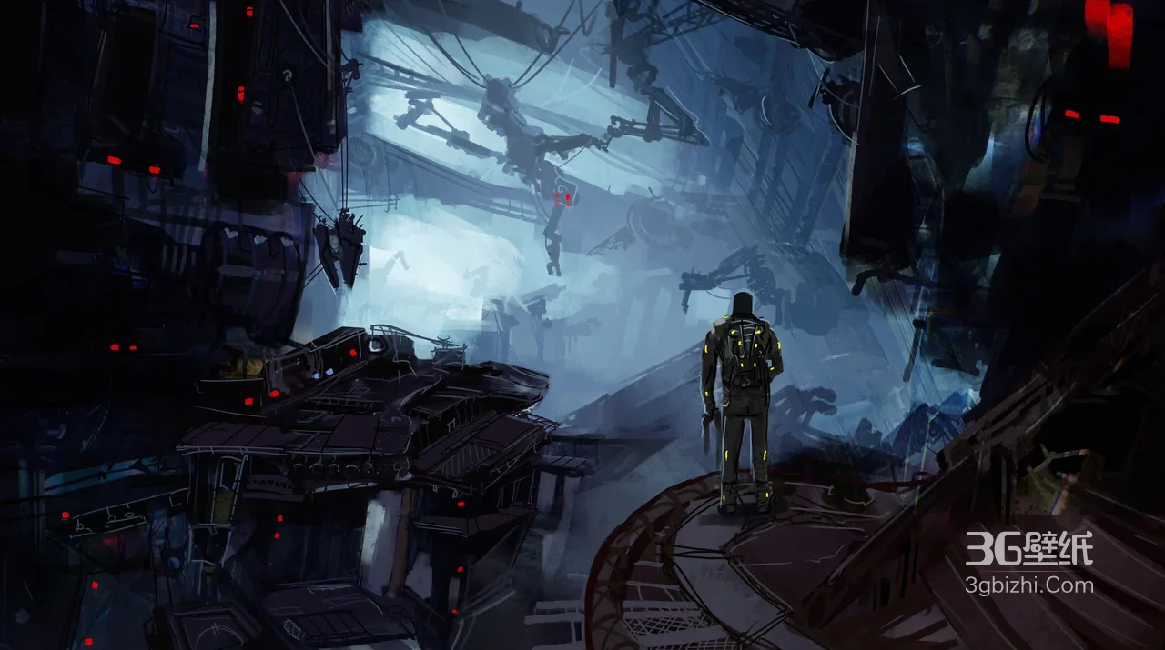 未来战士·荧光战衣 暗黑赛博朋克机械都市电脑壁纸1