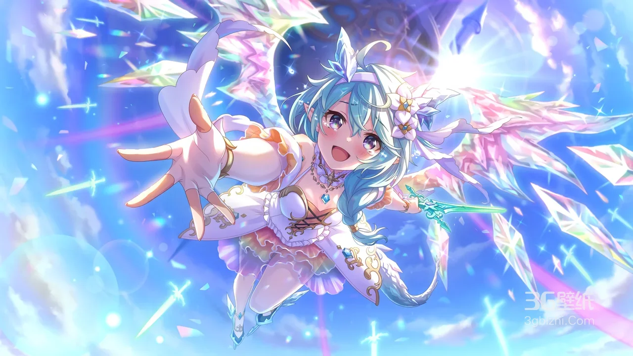 蓝发少女·梦幻晶翼 二次元唯美风 宽屏电脑壁纸精选1