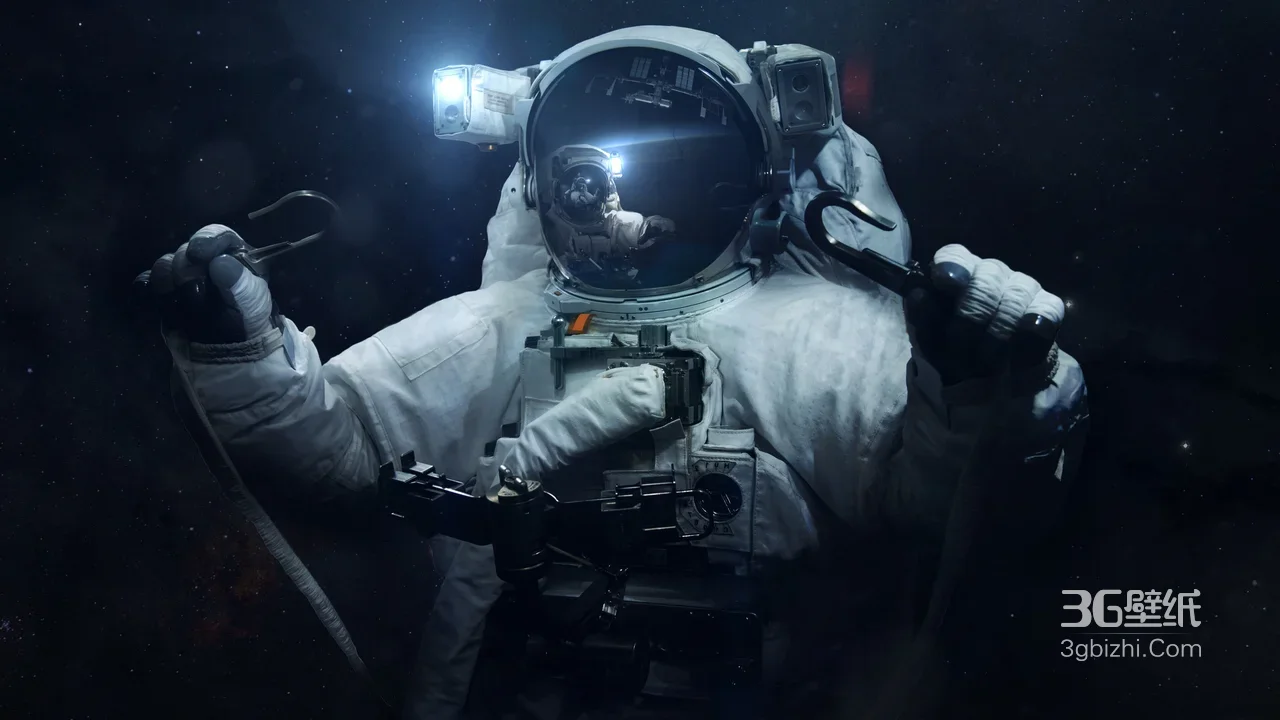 太空宇航员·暗黑写实风 科幻深空探索电脑桌面背景1