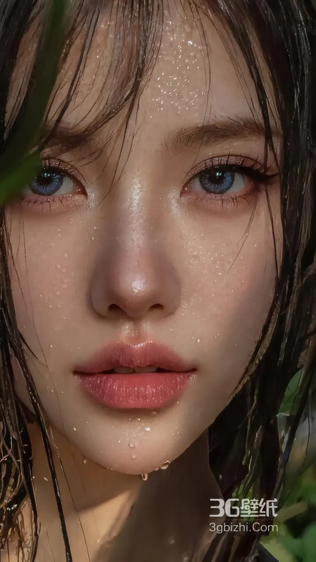 湿发少女·水珠清新写实风热门手机壁纸1