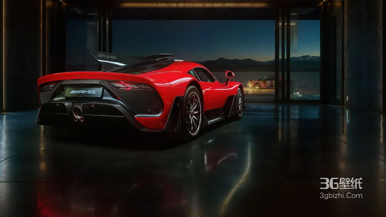 红色AMG超跑·暗黑写实风 超跑主题宽屏车机壁纸1