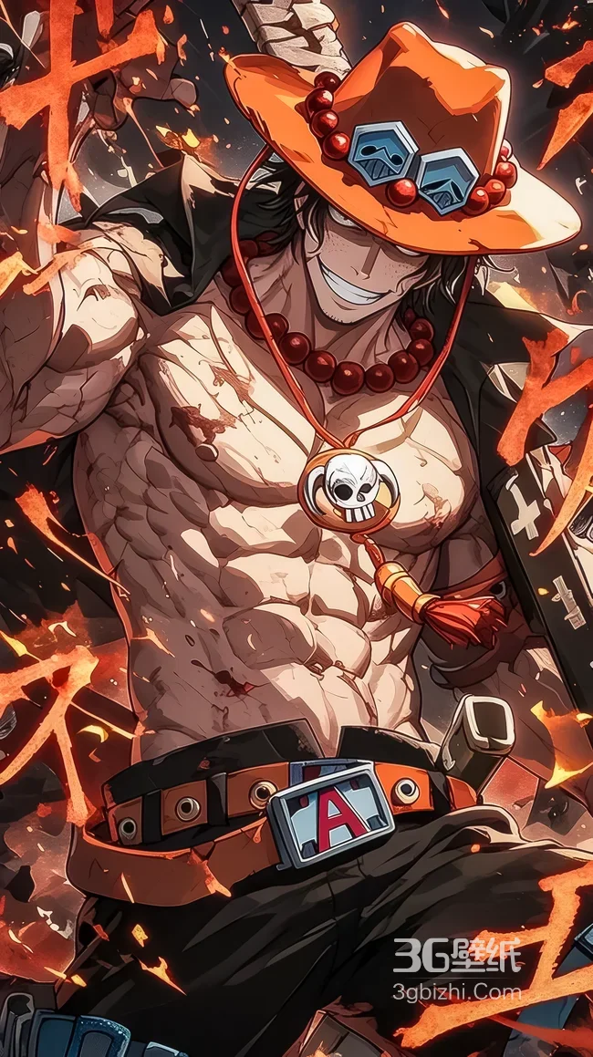波特卡斯·D·艾斯·火焰炸裂 海贼王热血动漫手机壁纸1