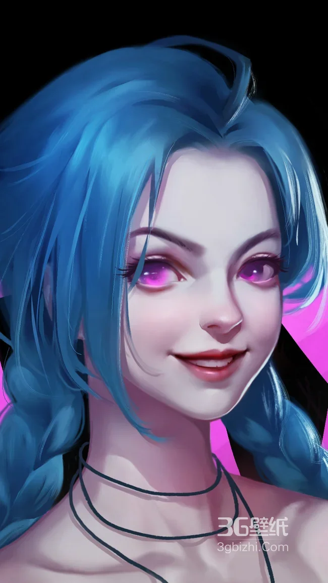 金克丝·蓝发双辫紫眸 英雄联盟写实风游戏壁纸1