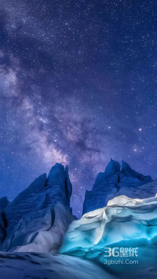 冰川星穹·梦幻银河夜景 星空冰川夜景壁纸1