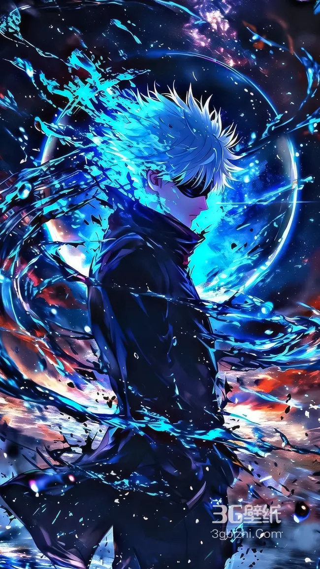 五条悟·蓝焰能量迸发 魔幻炫酷风超燃手机壁纸1