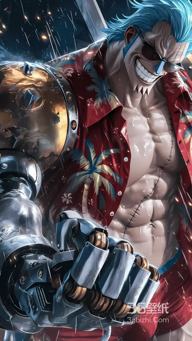弗兰奇·机械臂花衬衫 海贼王写实风超燃动漫壁纸1