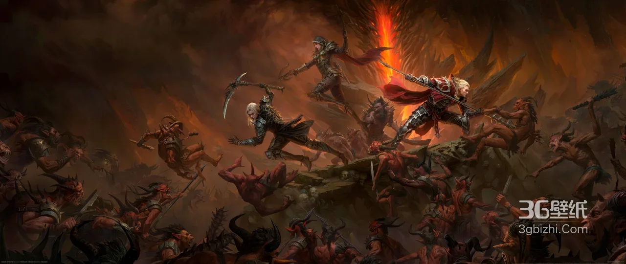 白发战士·红袍长枪·暗黑游戏恶魔围剿热血厮杀场景壁纸1