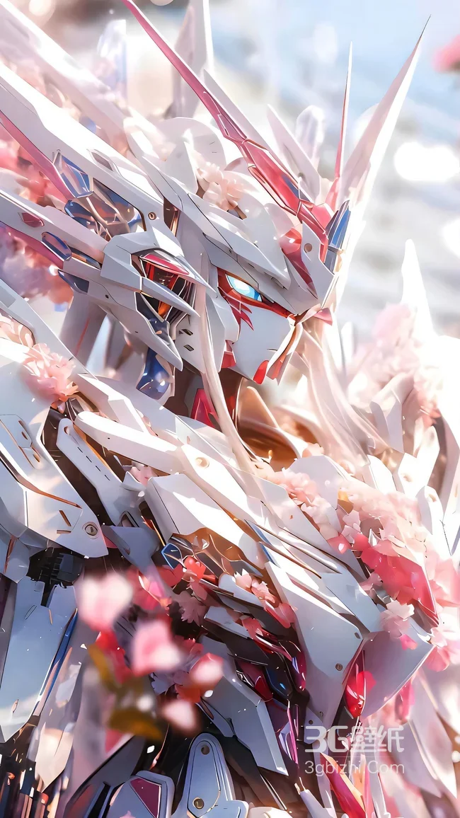 樱花机甲·唯美科幻风 机械花簇共生 竖屏热款壁纸1