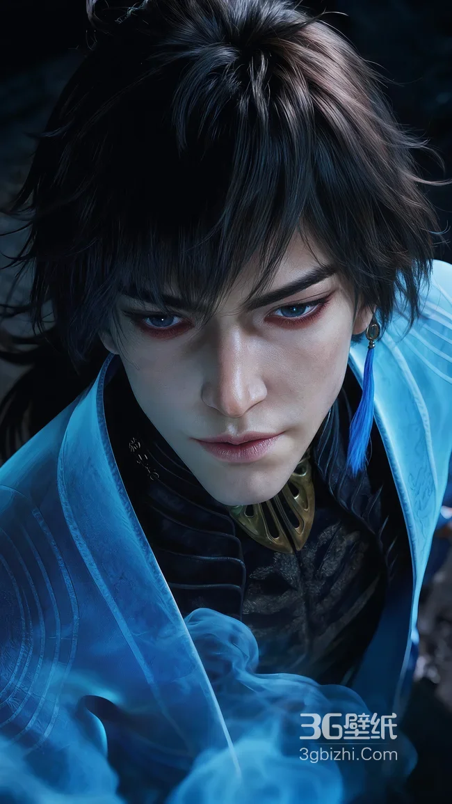 国风写实帅哥·玄骨上人·萧诧·蓝焰萦绕 国风玄幻手机壁纸1
