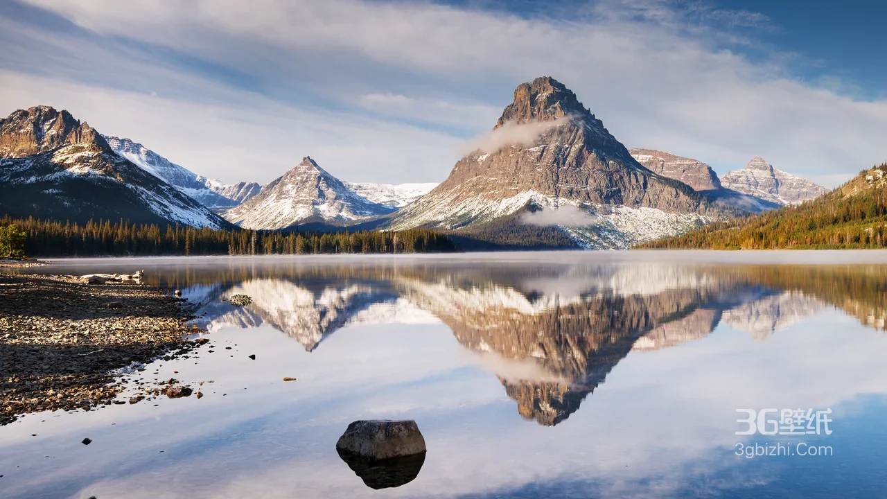 冰川湖泊雪山群峰倒影 唯美写实宽屏桌面背景1