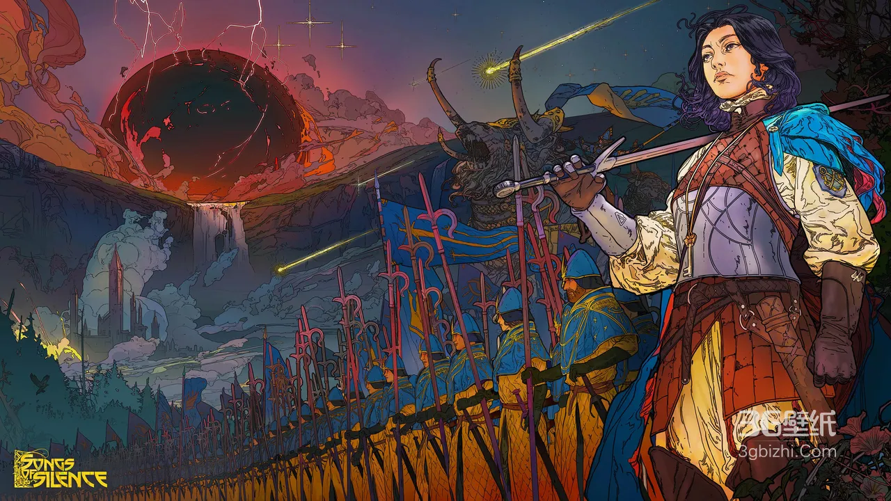 女战士领军·奇幻插画风《Songs of Silence》史诗战场壁纸1