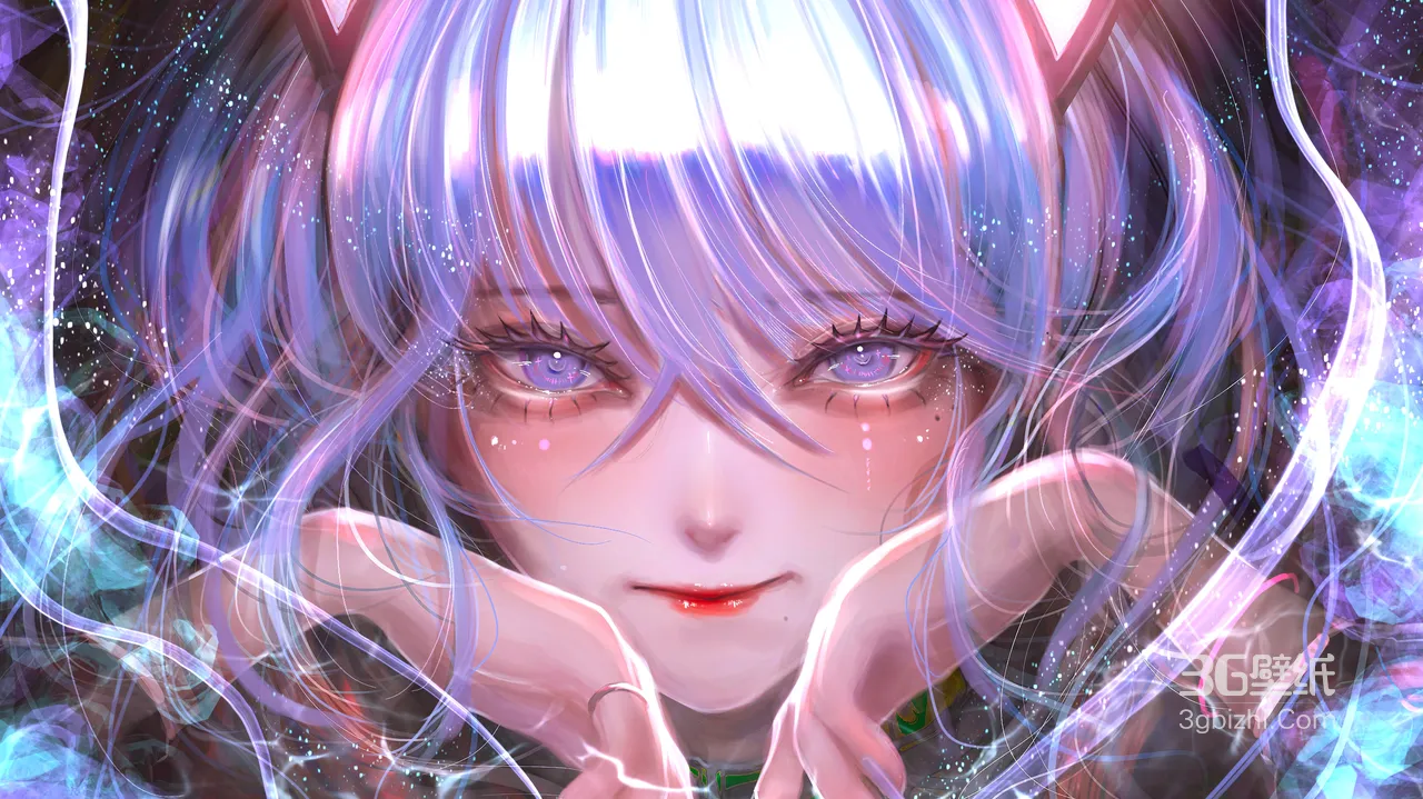 猫耳银发少女·唯美梦幻风 二次元奇幻电脑桌面背景1