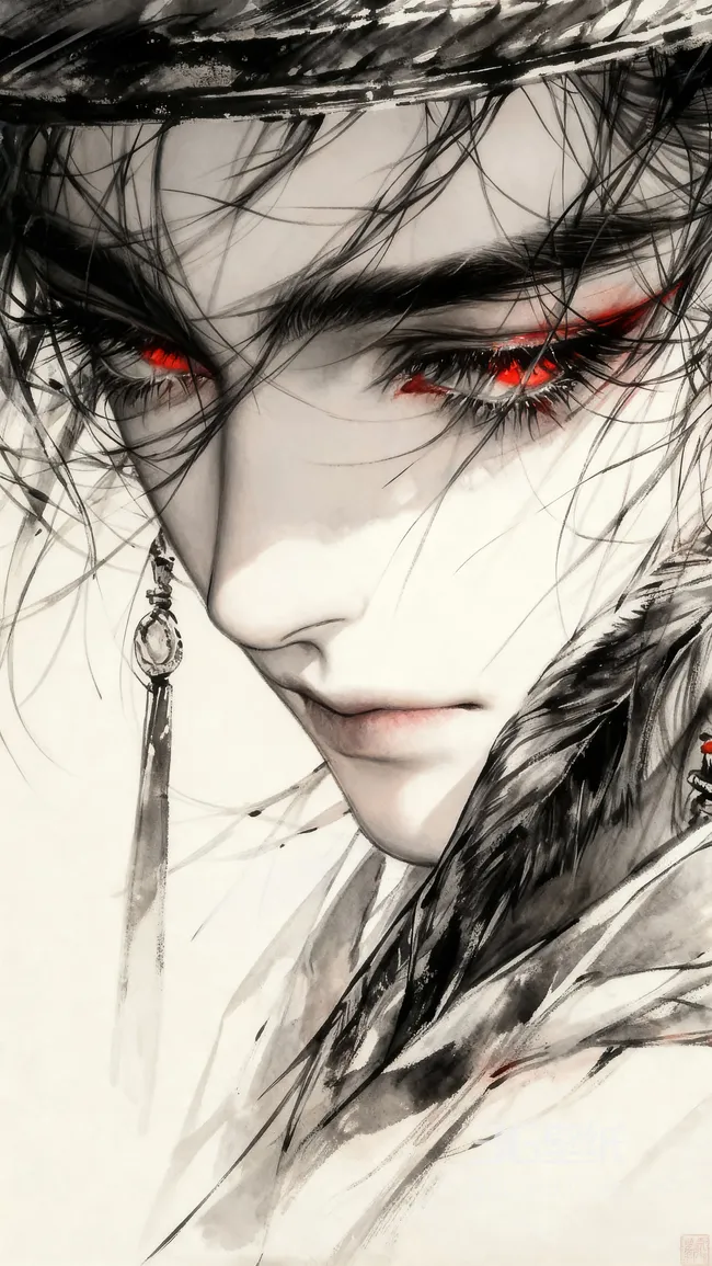 古风美男·红瞳墨发 国风水墨写意 高人气古风壁纸1